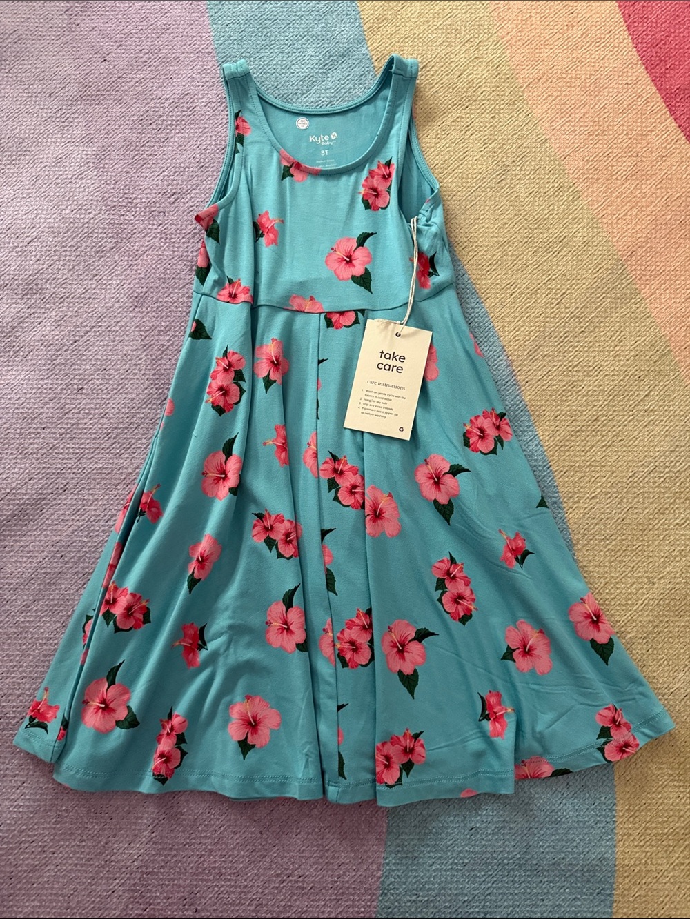 Kyte BABY Twirl Tank Dress in Hibiscus print (retired)